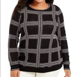 NWT Charter Club PLUS Plaid Metallic Sweater